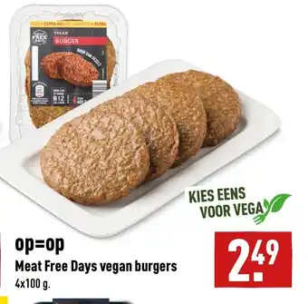 ALDI Meat free days vegan burgers 4x100 G aanbieding