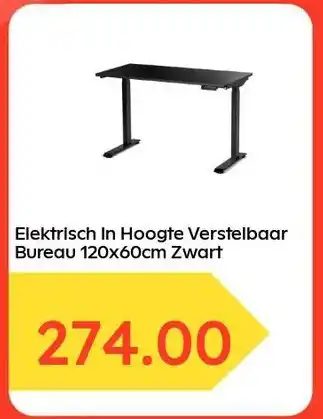 Ochama Elektrisch In Hoogte Verstelbaar Bureau 120x60cm Zwart aanbieding