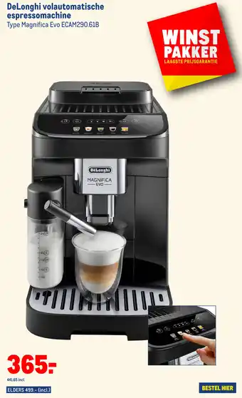 Makro DeLonghi volautomatische espressomachine Type Magnifica Evo ECAM290.61B aanbieding