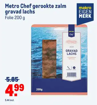 Makro Metro Chef gerookte zalm gravad lachs Folie 200 g aanbieding