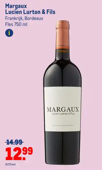 Makro Margaux Lucien Lurton & Fils Frankrijk, Bordeaux Fles 750 ml aanbieding