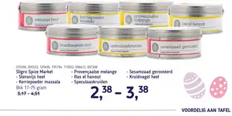 Van Hoeckel Sligro spice market Steranijs heel, Kerriepoeder massala, Provencaalse melange, Ras el hanout, Speculaaskruiden 17-75 gram aanbieding