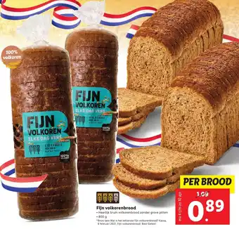 Lidl Fijn volkorenbrood 800 G aanbieding