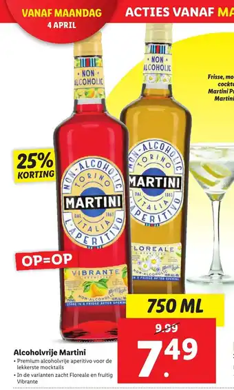 Lidl Alcoholvrije martini 750 ml aanbieding