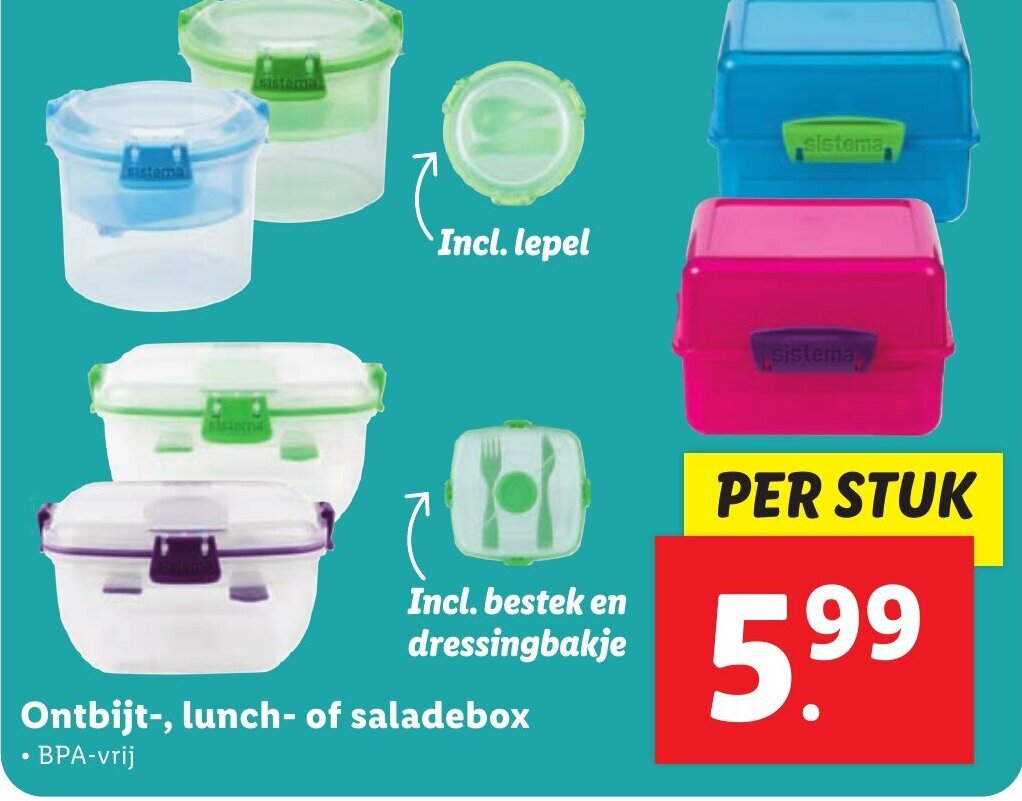 Ontbijt, lunch of saladebox aanbieding bij Lidl