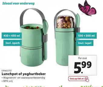 Lidl Lunchpot of yoghurtbeker 530 + 200 ml aanbieding