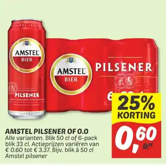 Dekamarkt Amstel pilsener of 0.0 aanbieding