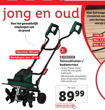 Lidl Parkside Tuincultivator-/ bodemvrees 20 cm aanbieding