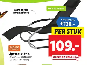 Lidl Ligstoel adria 146 x 62 x 88 cm aanbieding