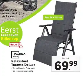 Lidl Relaxstoel toronto deluxe 80 x 58 x 110 cm aanbieding