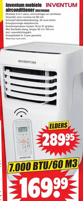 Dirk INVENTUM Mobiele Airconditioner | DRS7000AC aanbieding