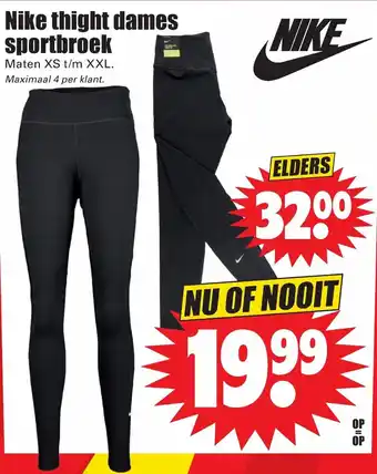 Dirk Nike Thight dames sportbroek xs-xxl aanbieding