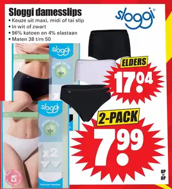 Dirk Sloggi damesslips 2-pack 38-50 aanbieding