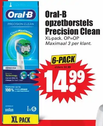 Dirk Oral-B Opzetborstels Precision Clean 6-pack aanbieding