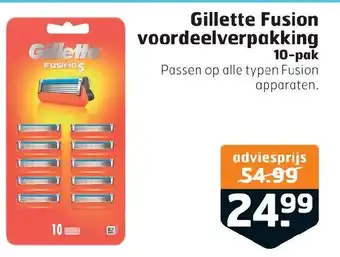 Trekpleister Gillette Fusion voordeelverpakking 10-pak aanbieding