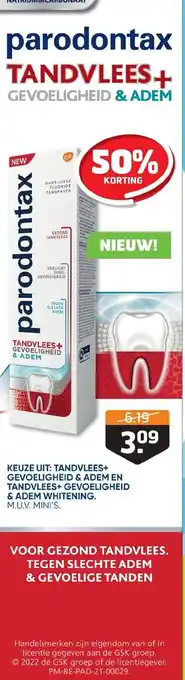 Trekpleister Keuze uit: Tandvlees+ Gevoeligheid & Adem en Tandvlees+ Gevoeligheid & Adem Whitening aanbieding