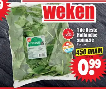 Dirk 1 de Beste Hollandse spinazie 450g aanbieding