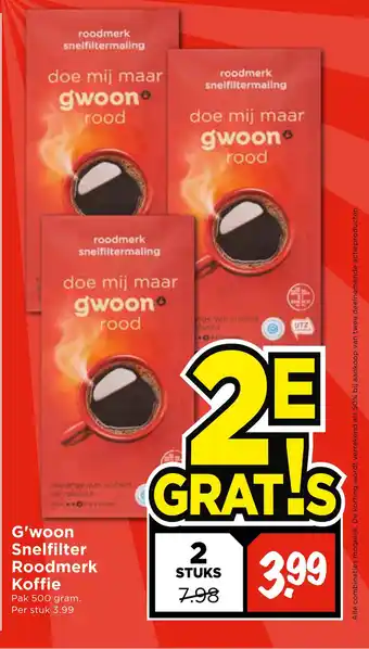 Vomar Voordeelmarkt G'woon Snelfilter Roodmerk Koffie aanbieding