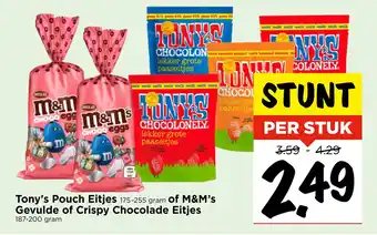 Vomar Voordeelmarkt Tony's Pouch Eitjes of M&M's Gevulde of Crispy Chocolade Eitjes aanbieding