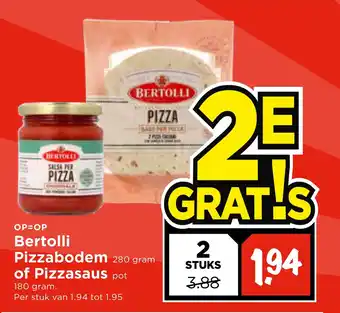 Vomar Voordeelmarkt Bertolli Pizzabodem of Pizzasaus sn aanbieding