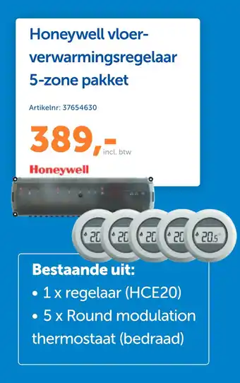 Warmteservice Honeywell vloer- verwarmingsregelaar 5-zone pakket aanbieding