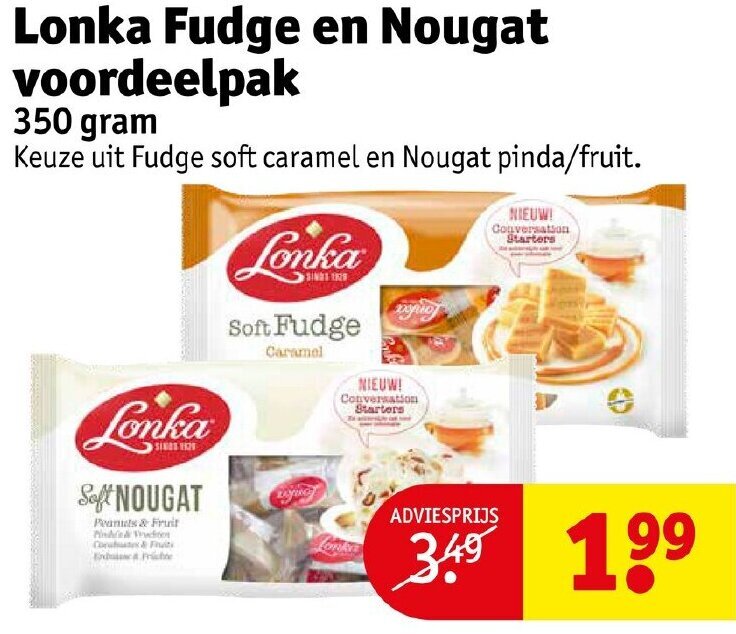 Lonka Fudge en Nougat voordeelpak 350 gram aanbieding bij Kruidvat