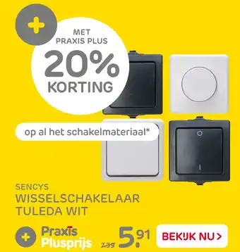 Praxis Sencys wisselschakelaar tuleda wit aanbieding