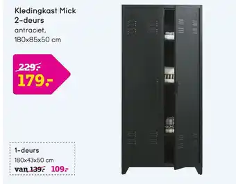 Leen Bakker Kledingkast mick 2-deurs 180x85x50 cm aanbieding