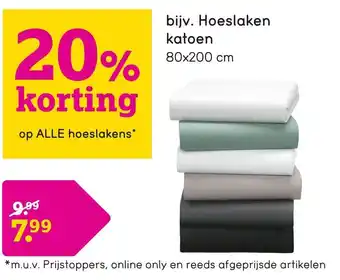 Leen Bakker Hoeslaken katoen 80x200 cm aanbieding