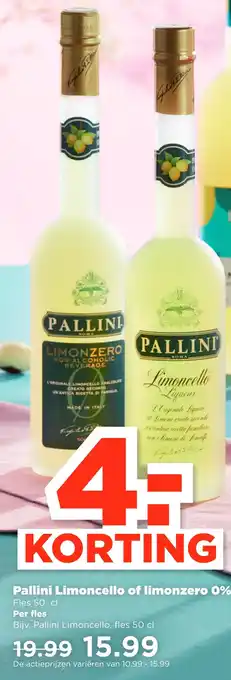 PLUS Pallini Limoncello of limonzero 0% aanbieding