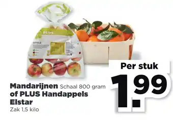 PLUS Mandarijnen of PLUS Handappels Elstar aanbieding