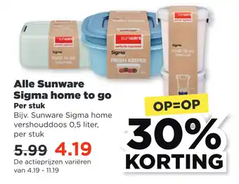 PLUS Alle Sunware Sigma home to go aanbieding