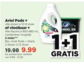 PLUS Ariel Pods + of vloeibaar + aanbieding