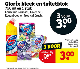 Kruidvat Glorix bleek en toiletblok aanbieding