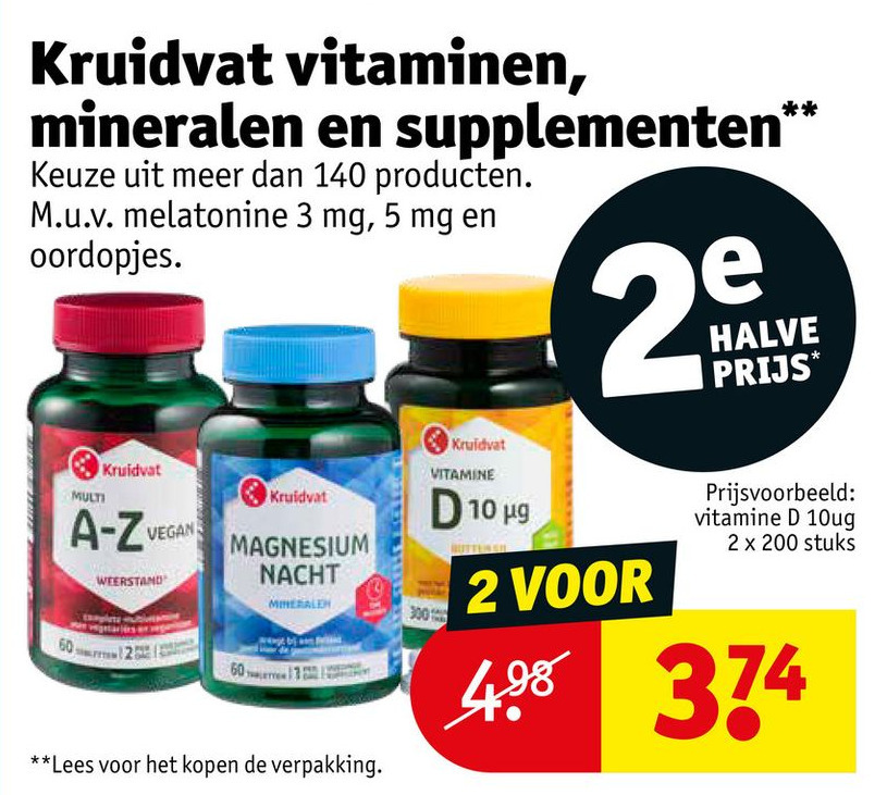 Kruidvat vitaminen, mineralen en supplementen" aanbieding bij Kruidvat