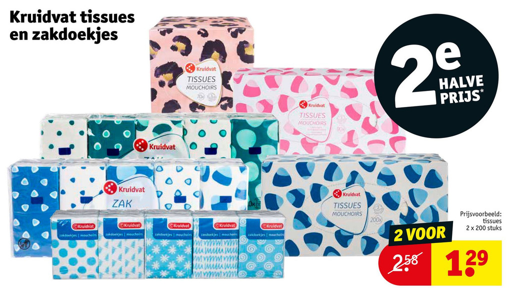 Kruidvat tissues en zakdoekjes aanbieding bij Kruidvat