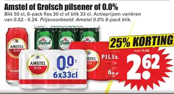 Dirk Amstel of grolsch pilsener of 0.0% aanbieding