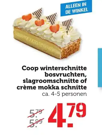 CoopCompact Winterschnitte bosvruchten, slagroomschnitte of creme mokka schnitte aanbieding