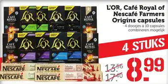 CoopCompact L'or, cafe royal of nescafe farmers origins capsules aanbieding