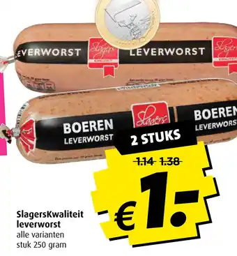 Boni Slagerskwaliteit leverworst 250g aanbieding