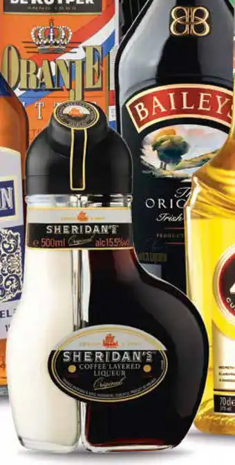 Boni Sheridan's dubbel likeur 500 ml of Baileys 700 ml aanbieding