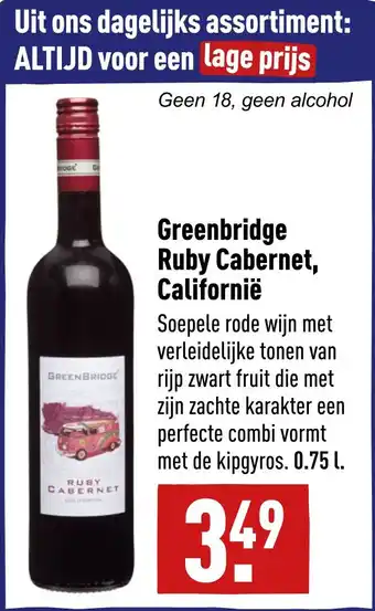 ALDI Greenbridge Ruby Cabernet, Californië aanbieding