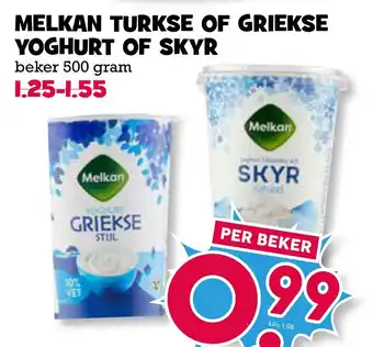 Boon`s Markt Melkan Turkse Of Griekse Yoghurt Of Skyr aanbieding