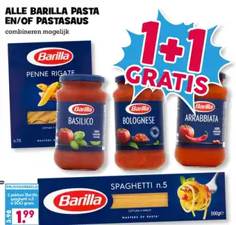 Boon`s Markt Alle Barilla Pasta En/Of Pastasaus aanbieding