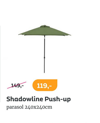 Kees Smit Shadowline Push-up parasol 240x240cm aanbieding