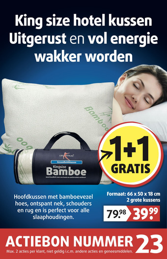 Lucovitaal Kingsize Bamboe kussen aanbieding