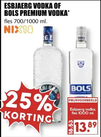 MCD Supermarkt ESBJAERG VODKA OF BOLS PREMIUM VODKA* aanbieding