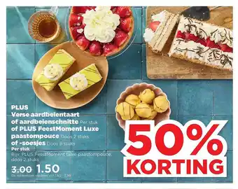 PLUS Plus Verse Aardbeientaart Of Aardbeienschnitte Of Plus FeestMoment Luxe Paastompouce Of -Soesjes 50% Korting aanbieding