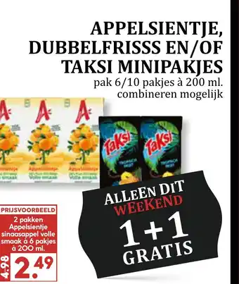 MCD Supermarkt Appelsientje, Dubbelfrisss En/Of Taksi Minipakjes aanbieding