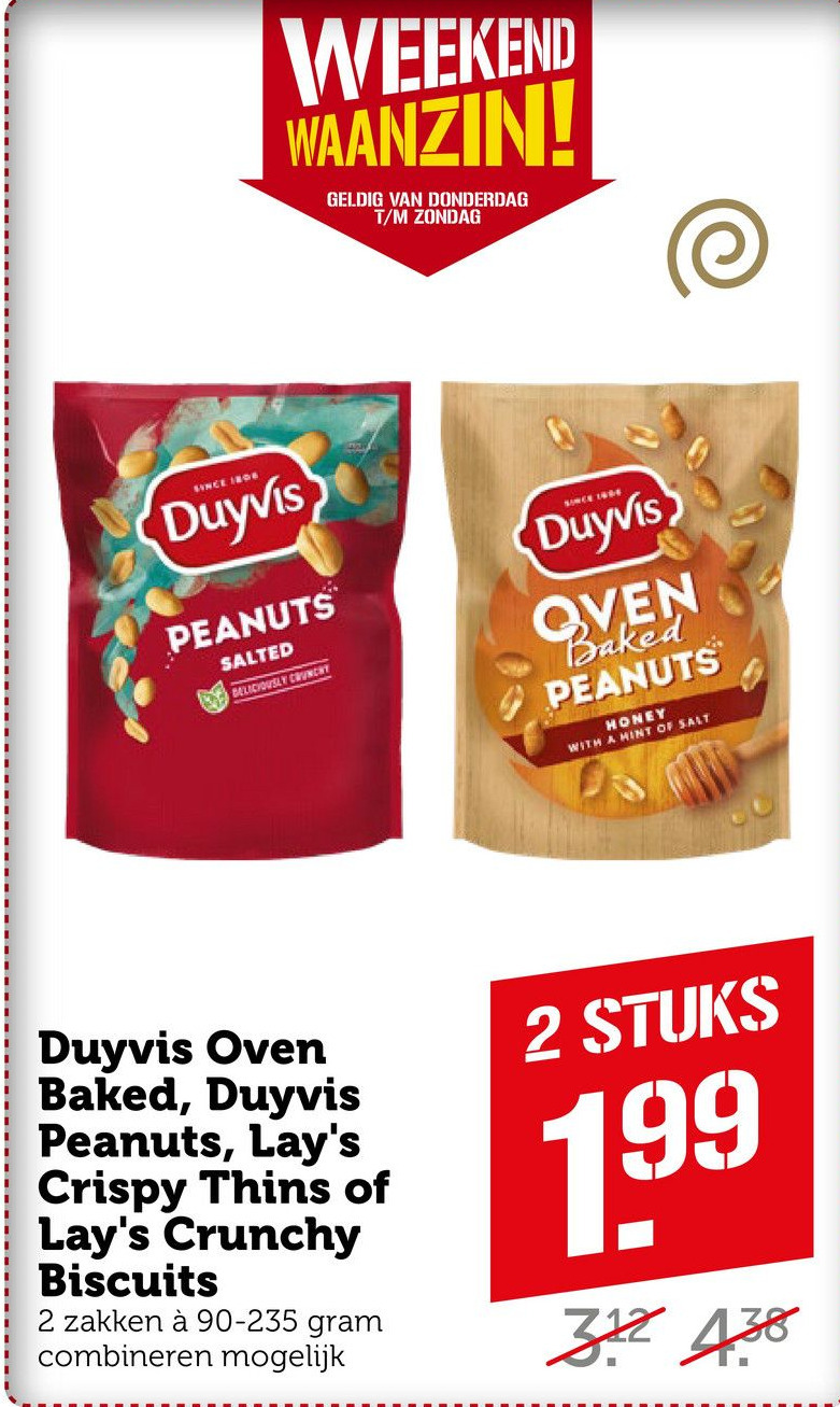 Duyvis Oven Baked, Duyvis Peanuts, Lay's Crispy Thins of Lay's Crunchy